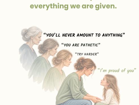 Breaking the Cycle illustration showing how messages can change across generations, from “You’ll never amount to anything” to “I’m proud of you”.